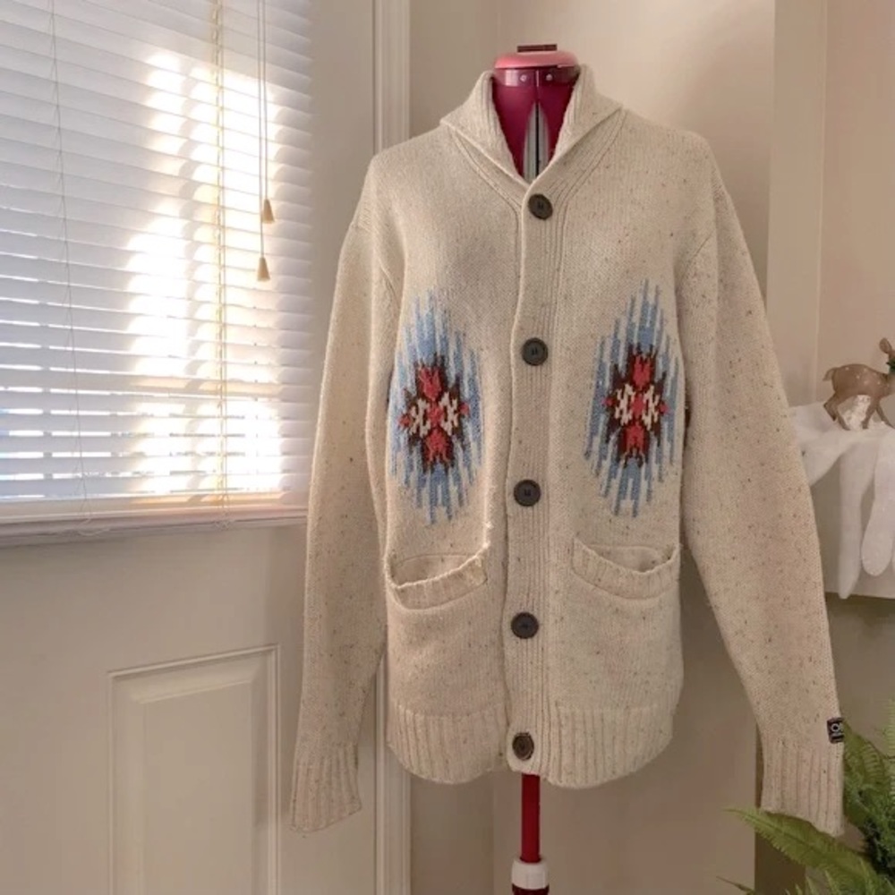 Obey Shawl Neck Wool Blend Cardigan